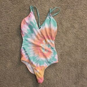 Tie dye one piece swimsuit